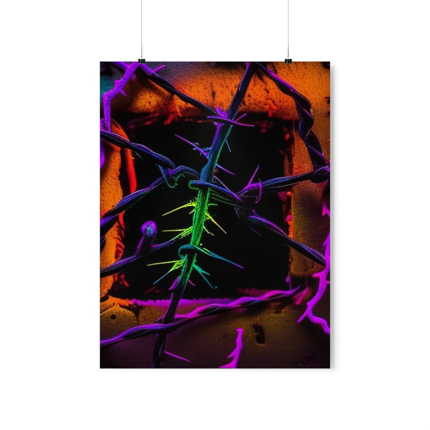 Premium Matte Vertical Posters Macro Neon Barbs 1