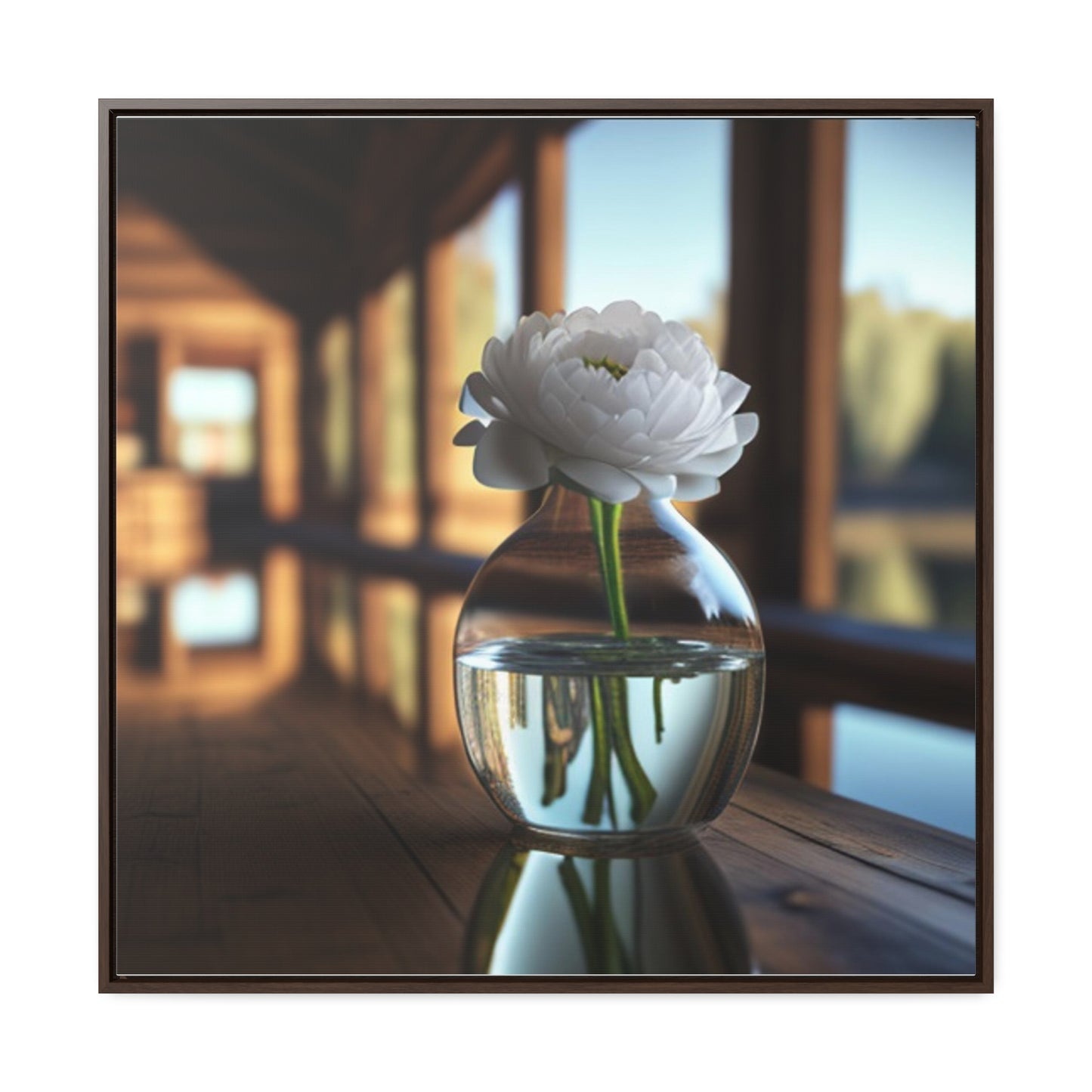 Gallery Canvas Wraps, Square Frame White Peony glass vase 3
