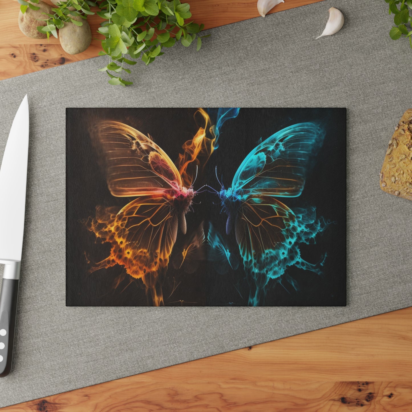 Glass Cutting Board Kiss Neon Butterfly 10