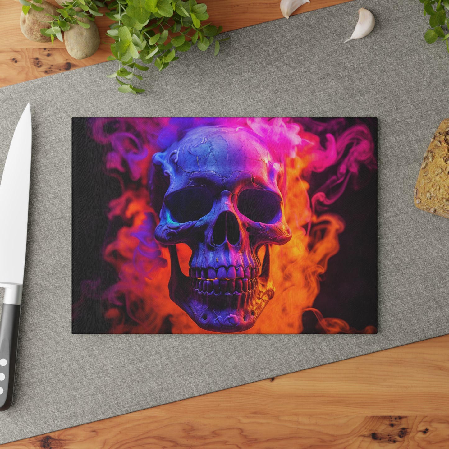 Glass Cutting Board Macro Skull 4