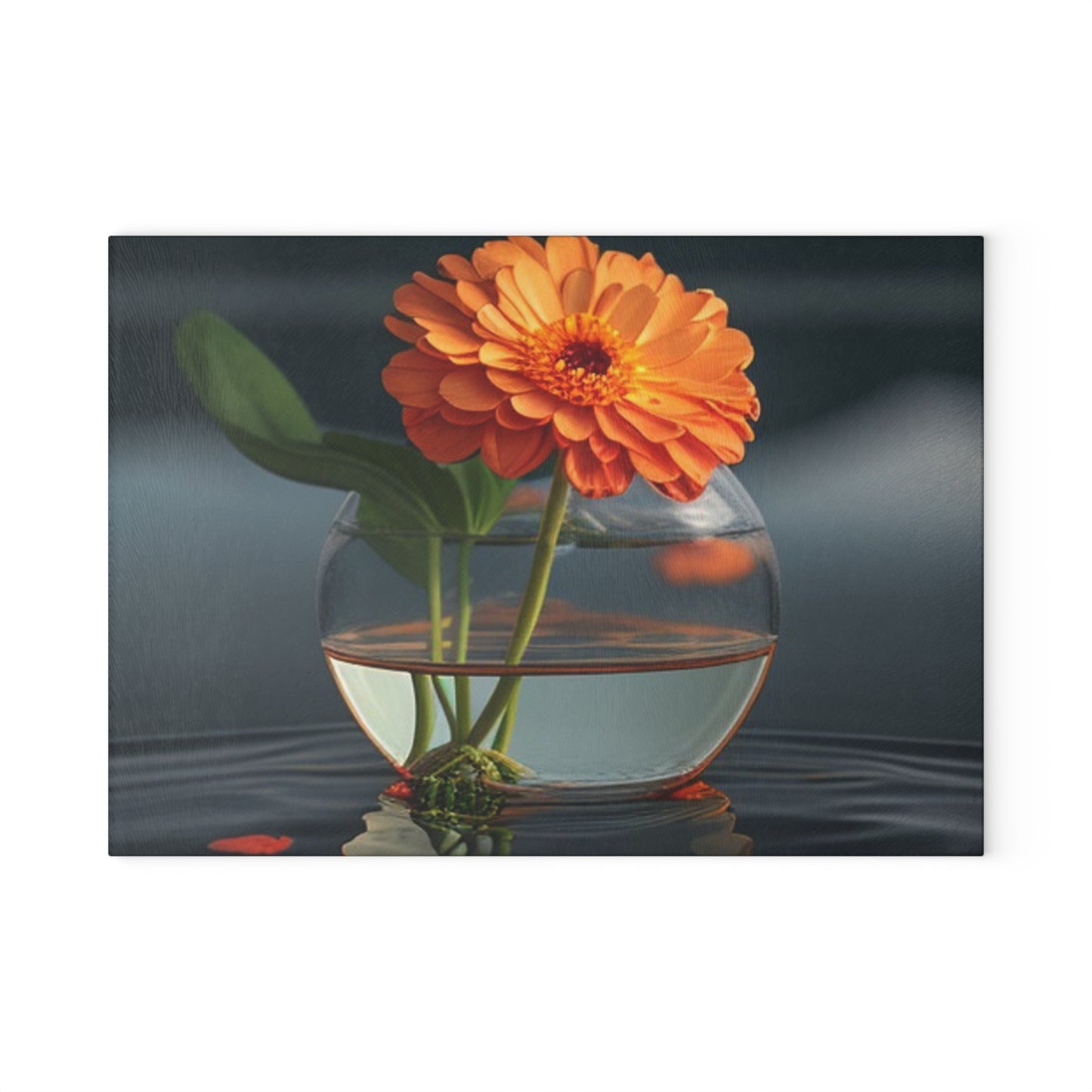 Glass Cutting Board Orange Zinnia 2