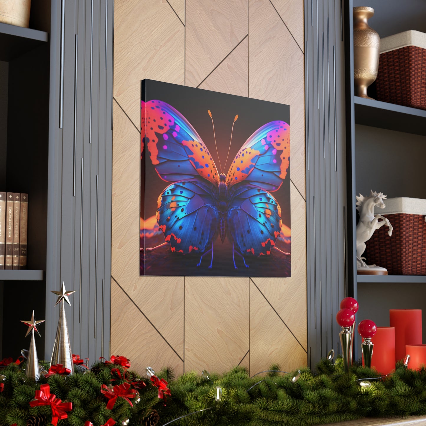 Canvas Gallery Wraps Neon Butterfly Macro 3