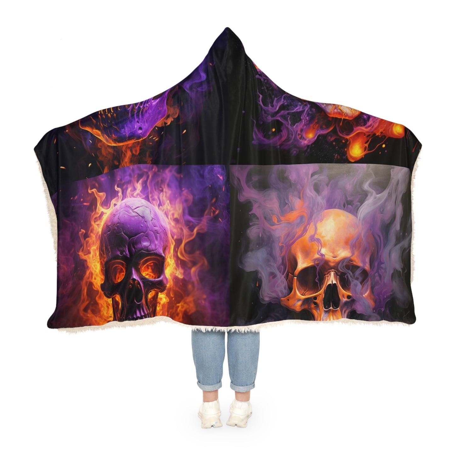Snuggle Hooded Blanket Skull Flames 5
