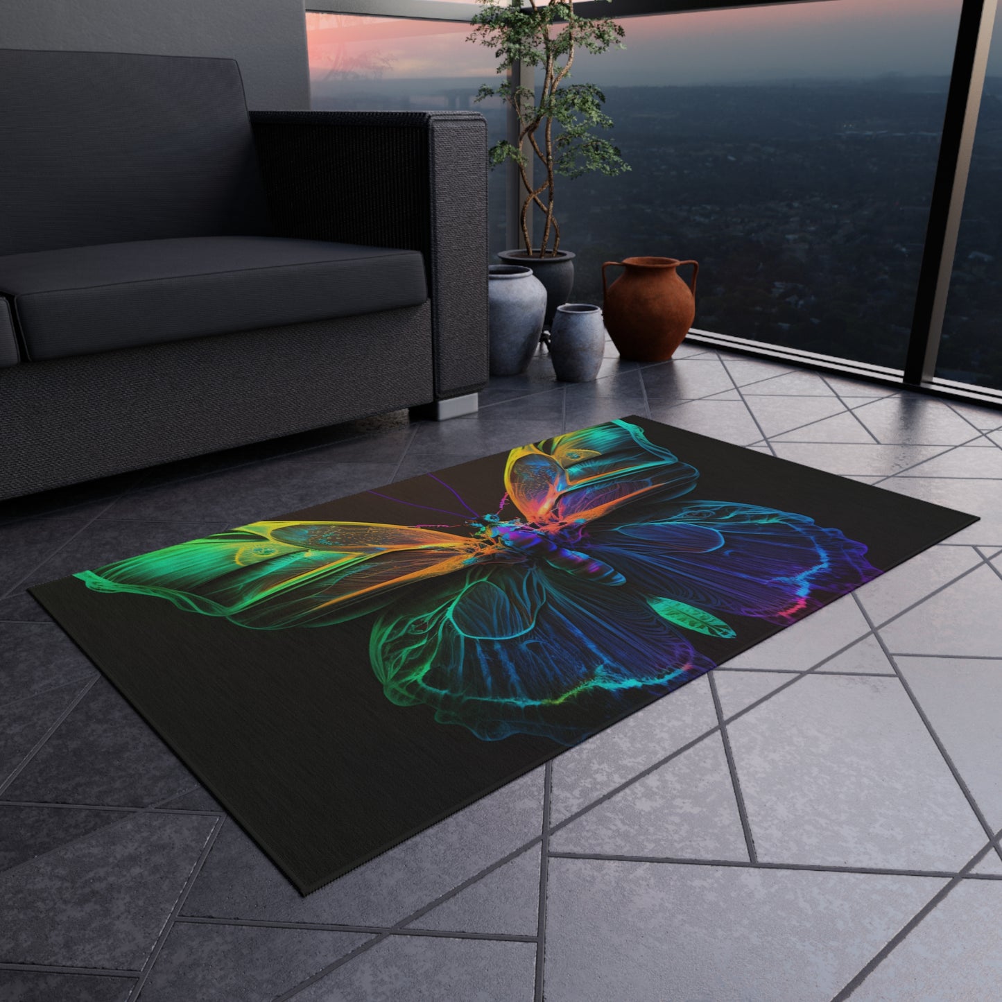 Outdoor Rug  Raw Hyper Color Butterfly 3