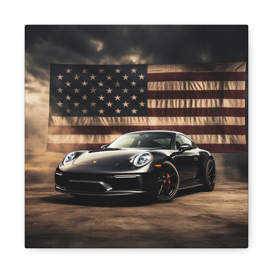 Canvas Gallery Wraps American Flag Background Porsche 4