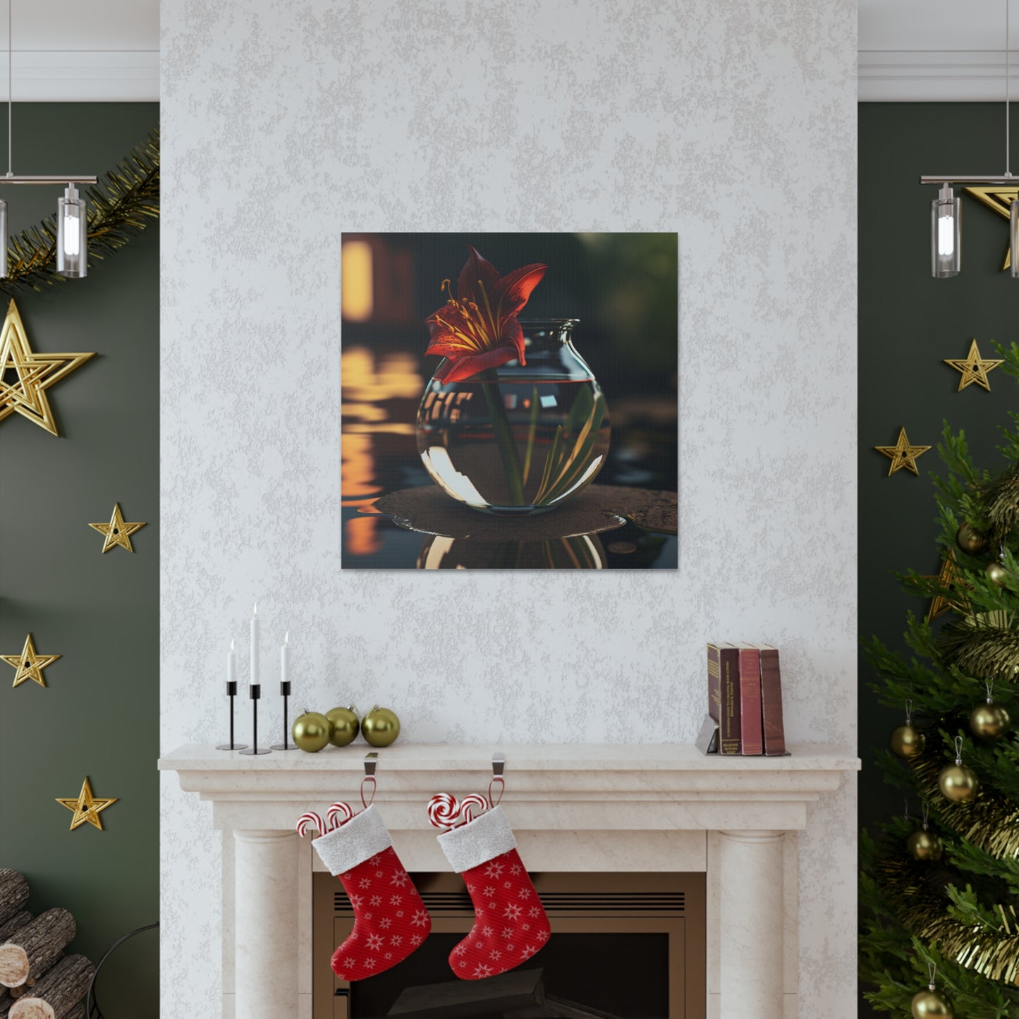 Canvas Gallery Wraps Red Lily in a Glass vase 2