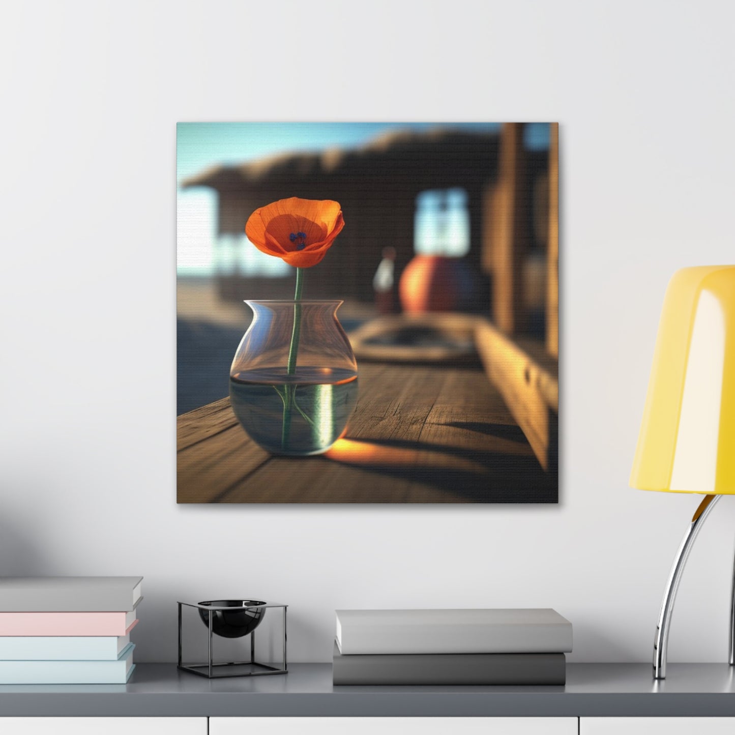 Canvas Gallery Wraps Poppy in a Glass Vase 2