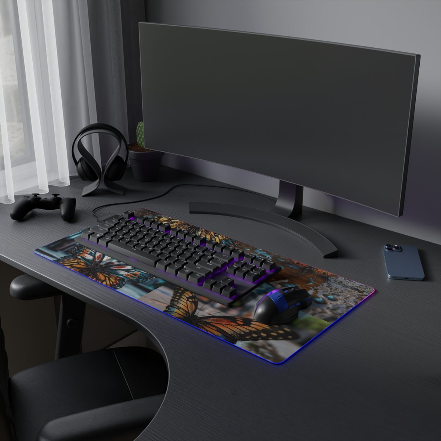 LED Gaming Mouse Pad Water Butterfly Street 5