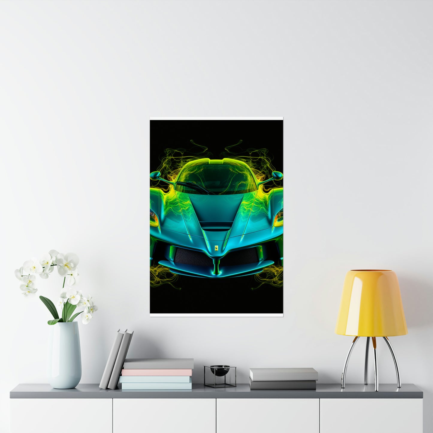 Premium Matte Vertical Posters Ferrari Neon 2