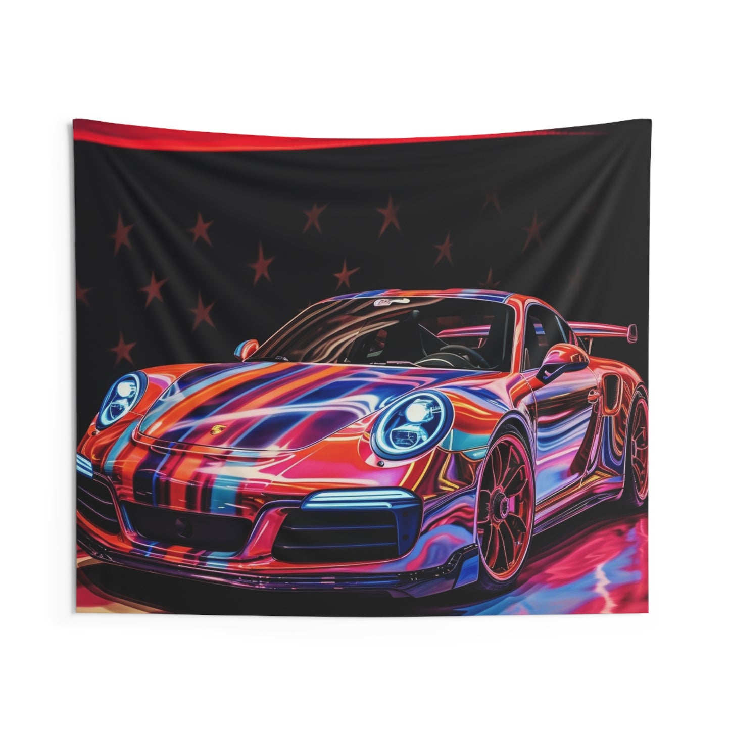 Indoor Wall Tapestries American Flag Colored Porsche 2