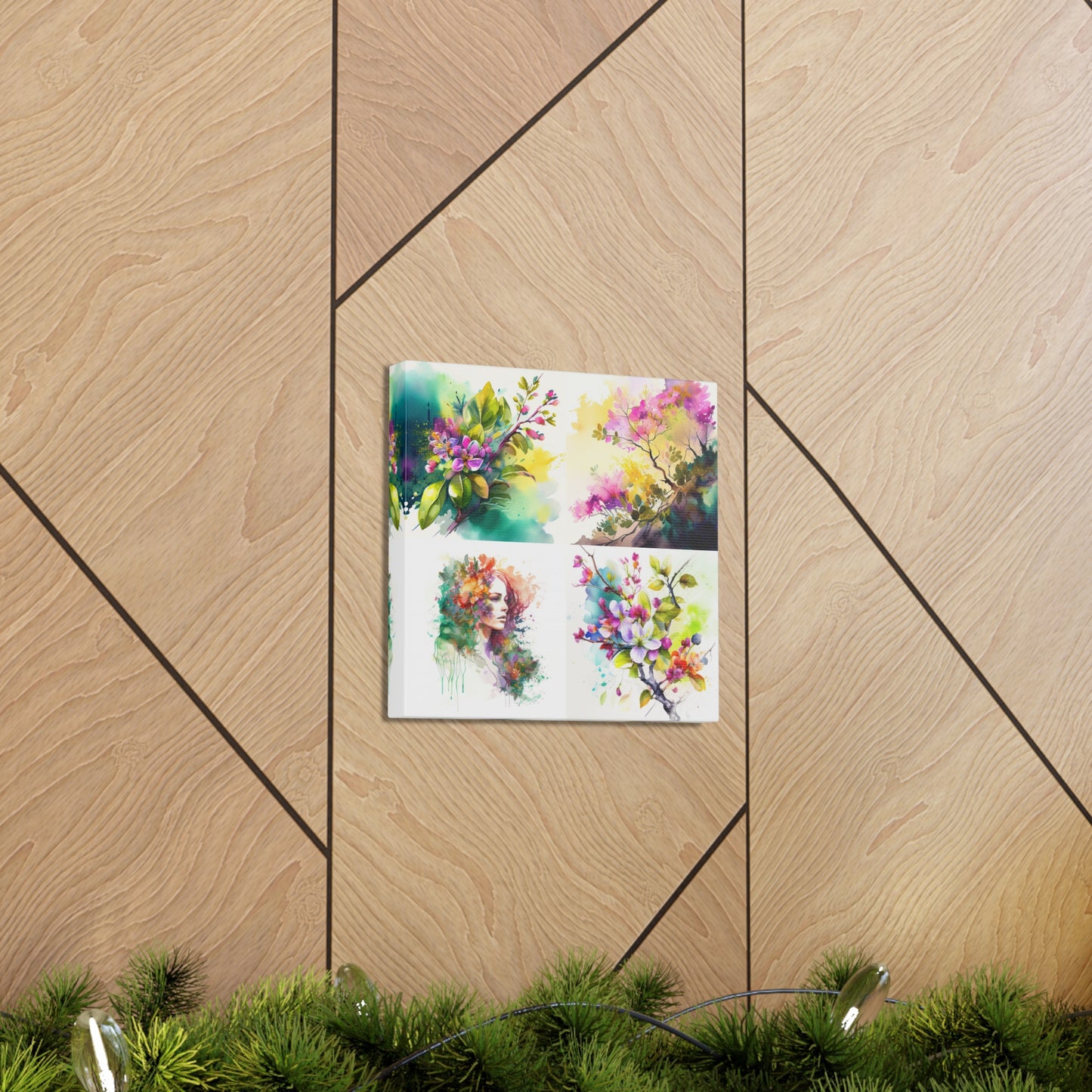 Canvas Gallery Wraps Mother Nature Bright Spring Colors Realistic Watercolor 5