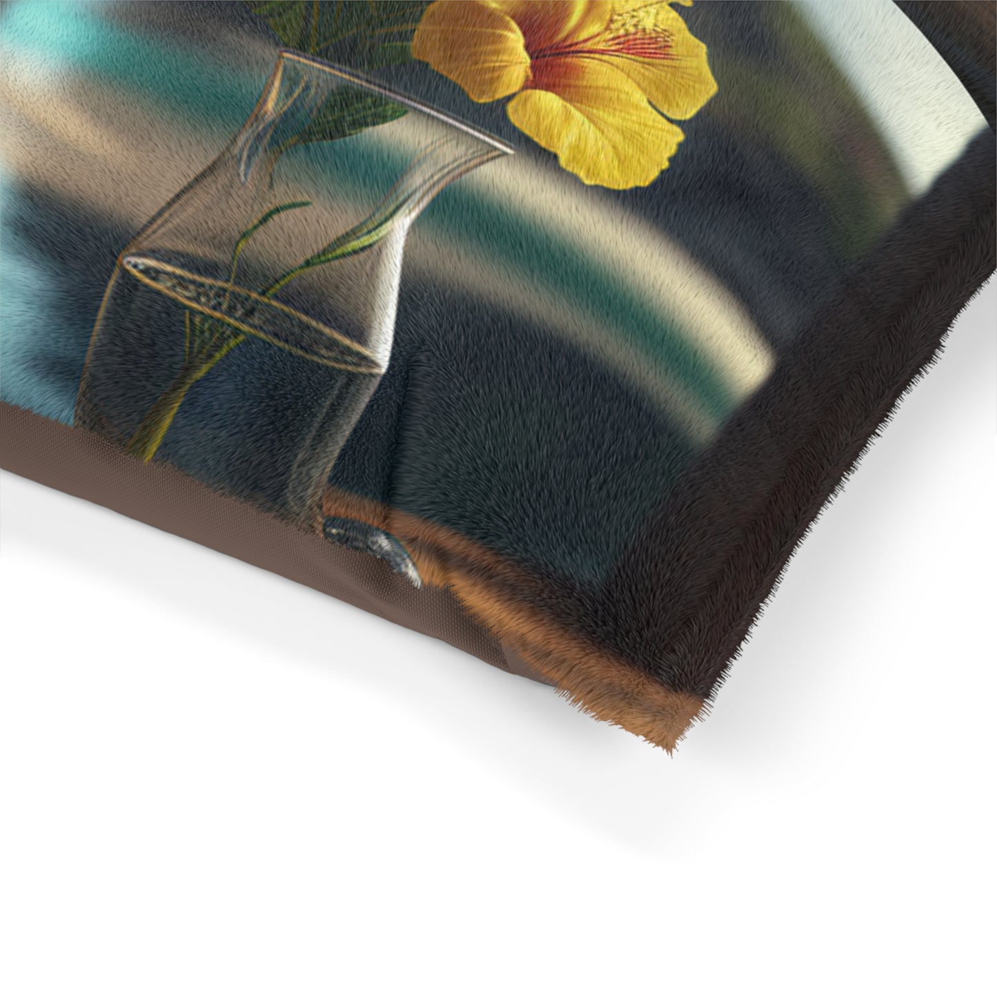 Pet Bed Yellow Hibiscus Wood 5