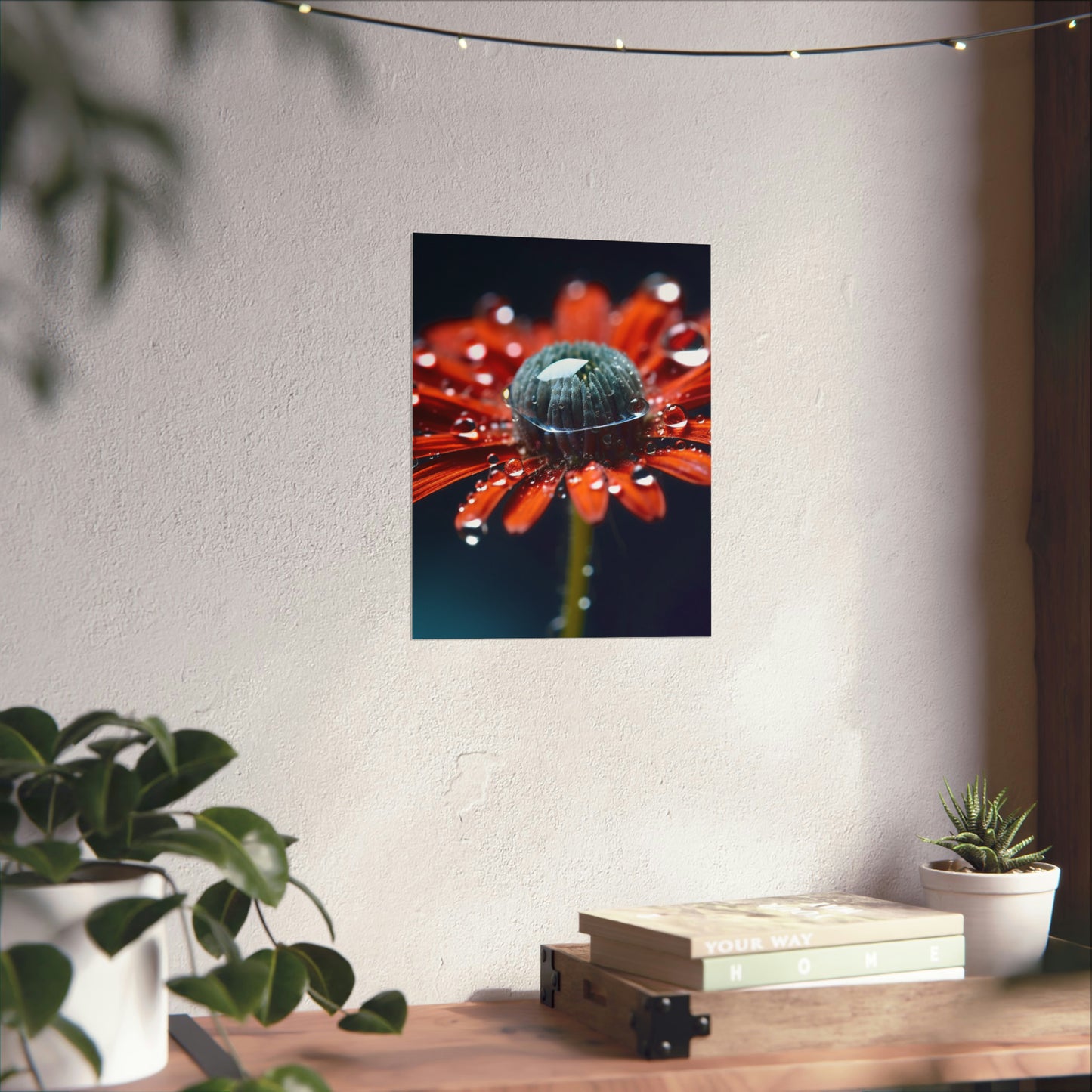 Premium Matte Vertical Posters Water drop Macro Flower 1