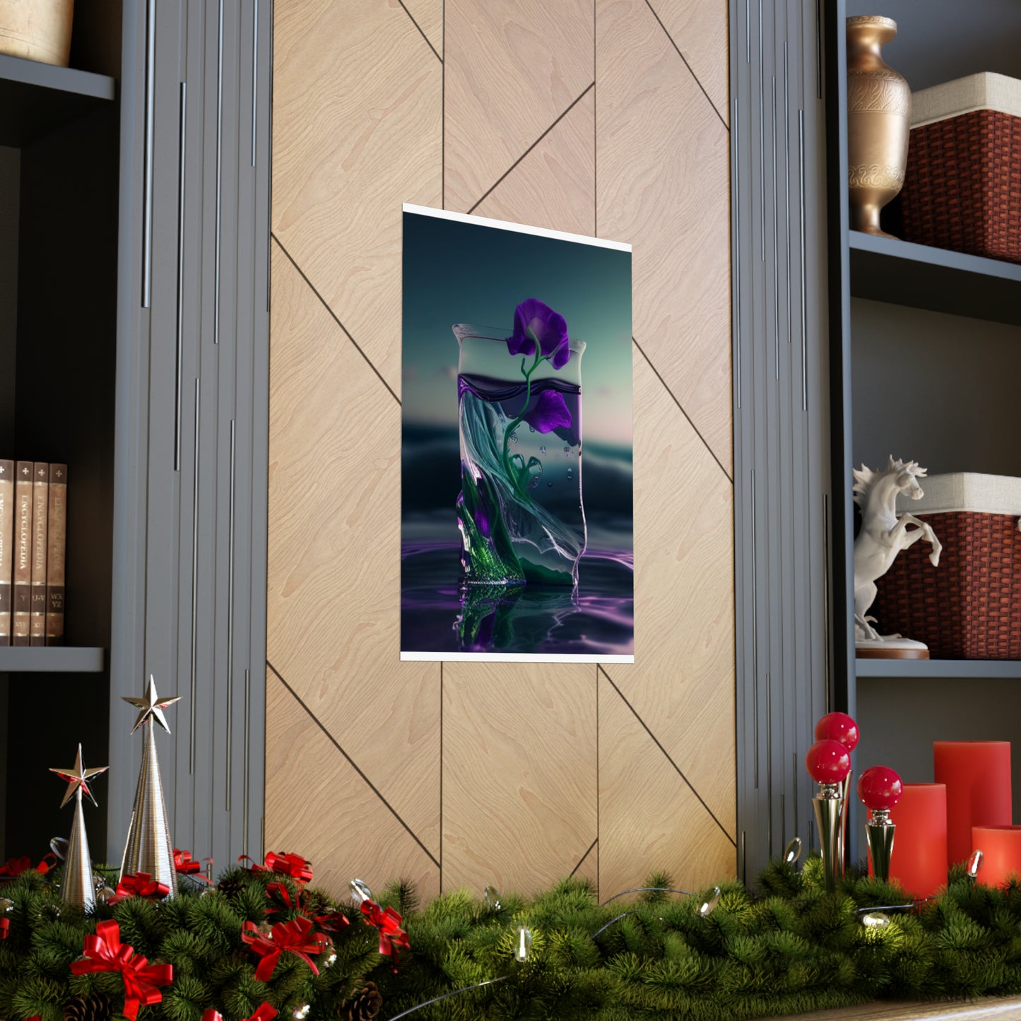 Premium Matte Vertical Posters Purple Sweet pea in a vase 3