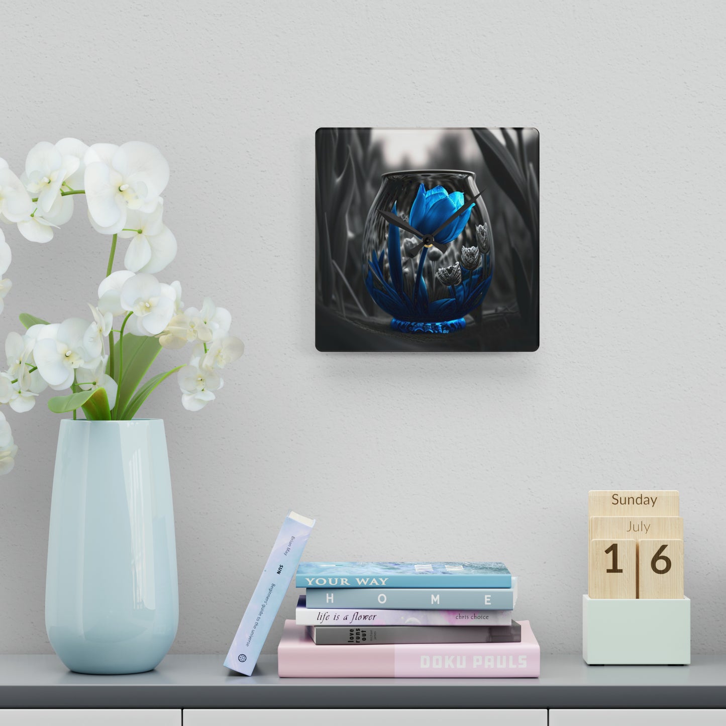 Acrylic Wall Clock Tulip Blue 4