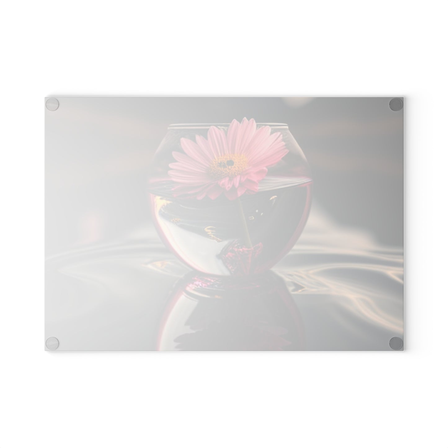 Glass Cutting Board Pink Daisy 1