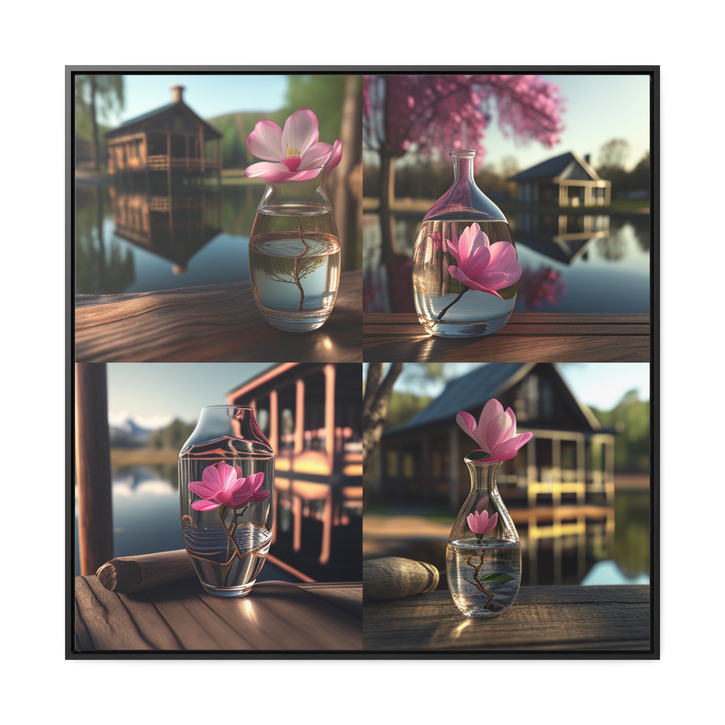 Gallery Canvas Wraps, Square Frame Magnolia in a Glass vase 5