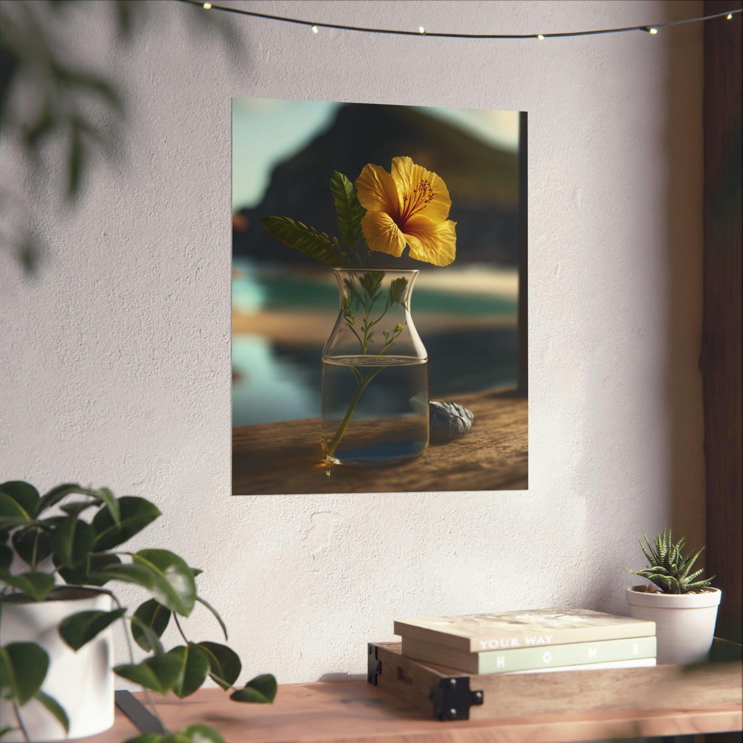 Premium Matte Vertical Posters Yellow Hibiscus Wood 4