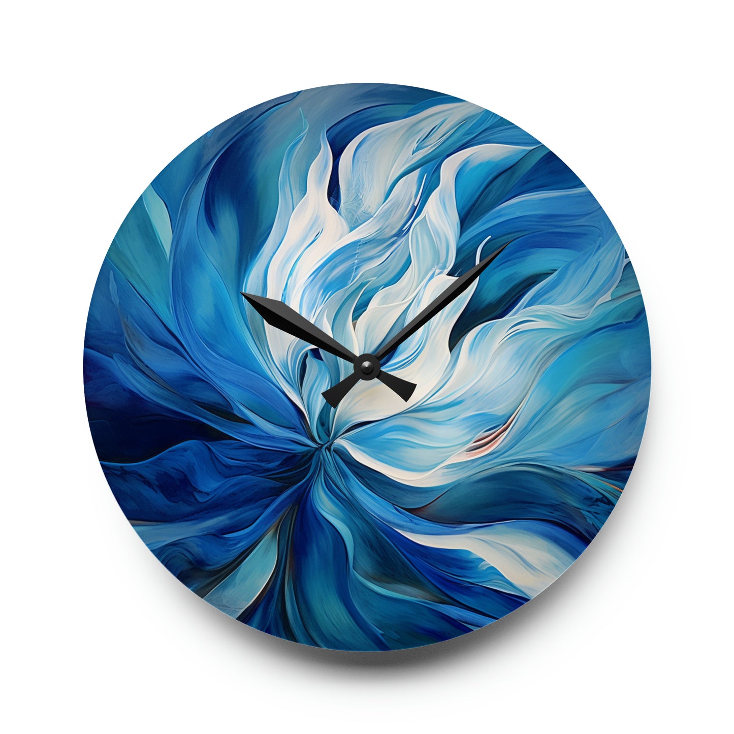 Acrylic Wall Clock Blue Tluip Abstract 1