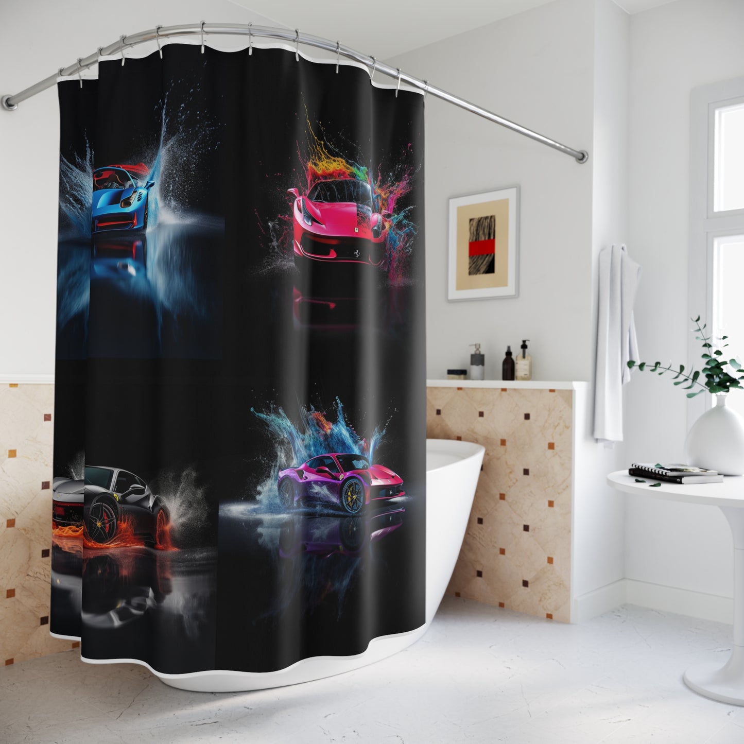 Polyester Shower Curtain Ferrari Water Splash 5