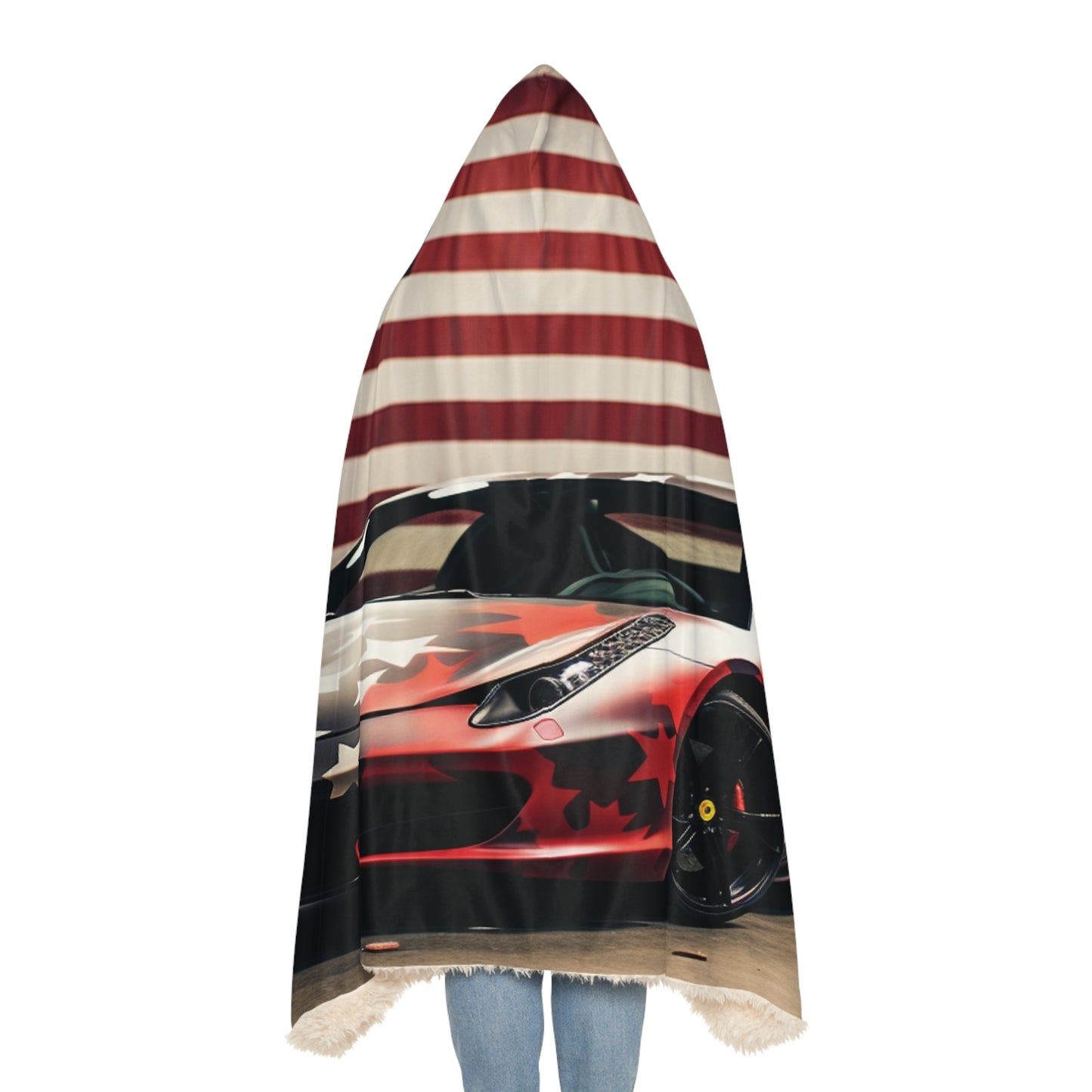 Snuggle Hooded Blanket American Flag Farrari 1