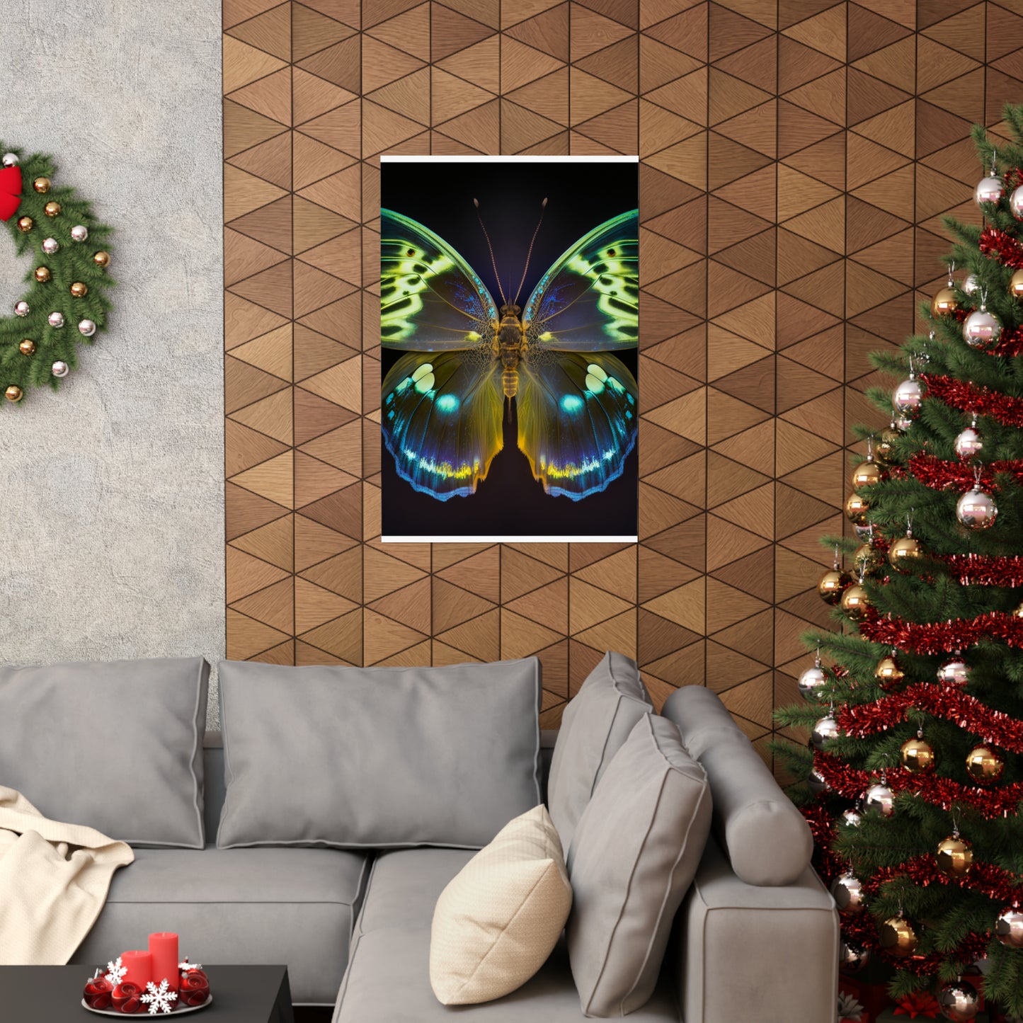 Premium Matte Vertical Posters Neon Hue Butterfly 1