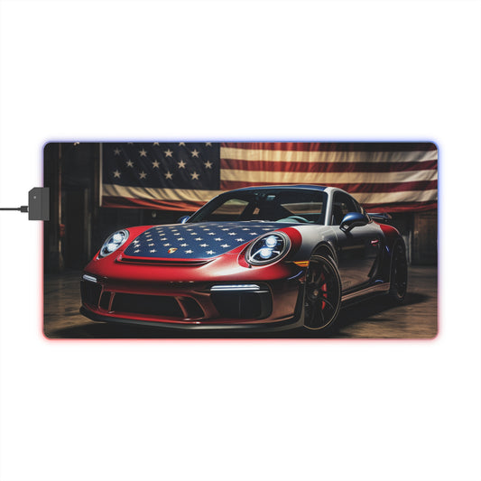 LED Gaming Mouse Pad American Flag Background Porsche 1