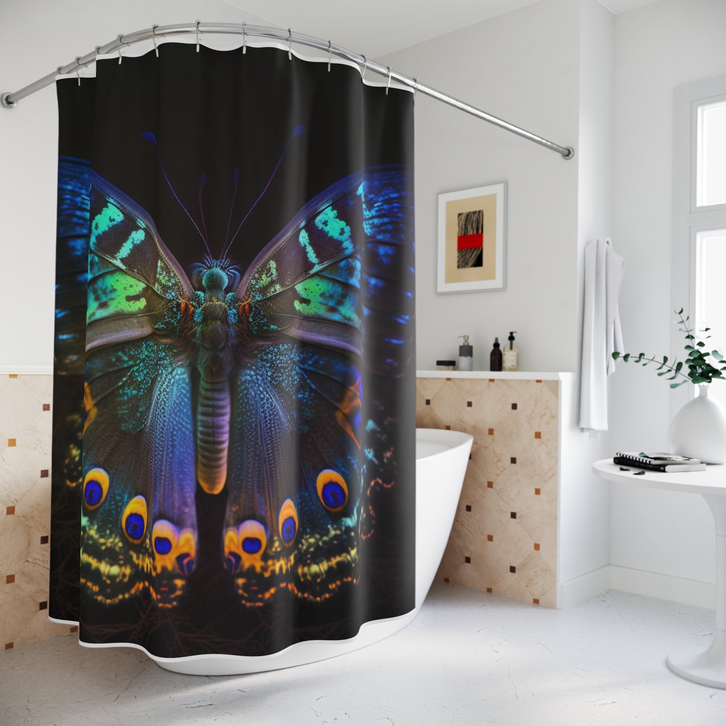 Polyester Shower Curtain Neon Hue Butterfly 3
