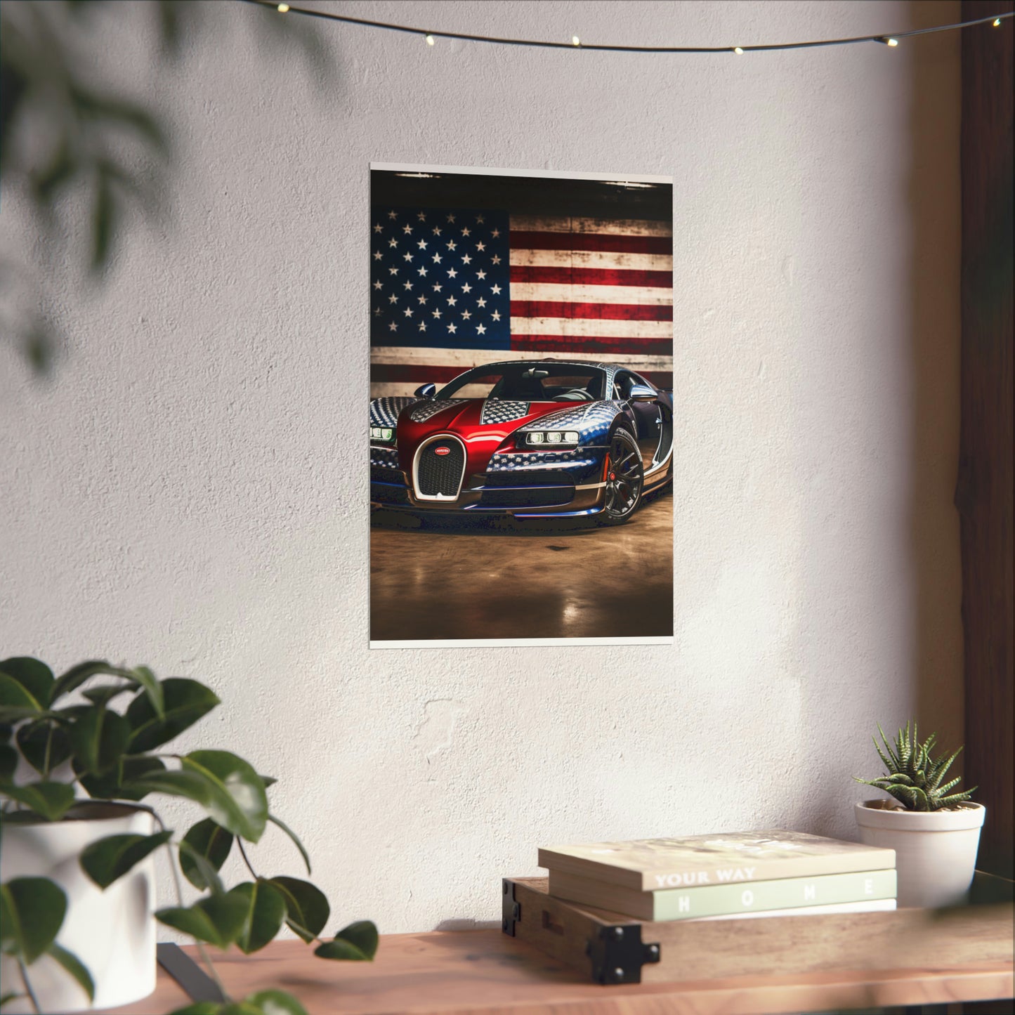 Premium Matte Vertical Posters Bugatti American Flag 1