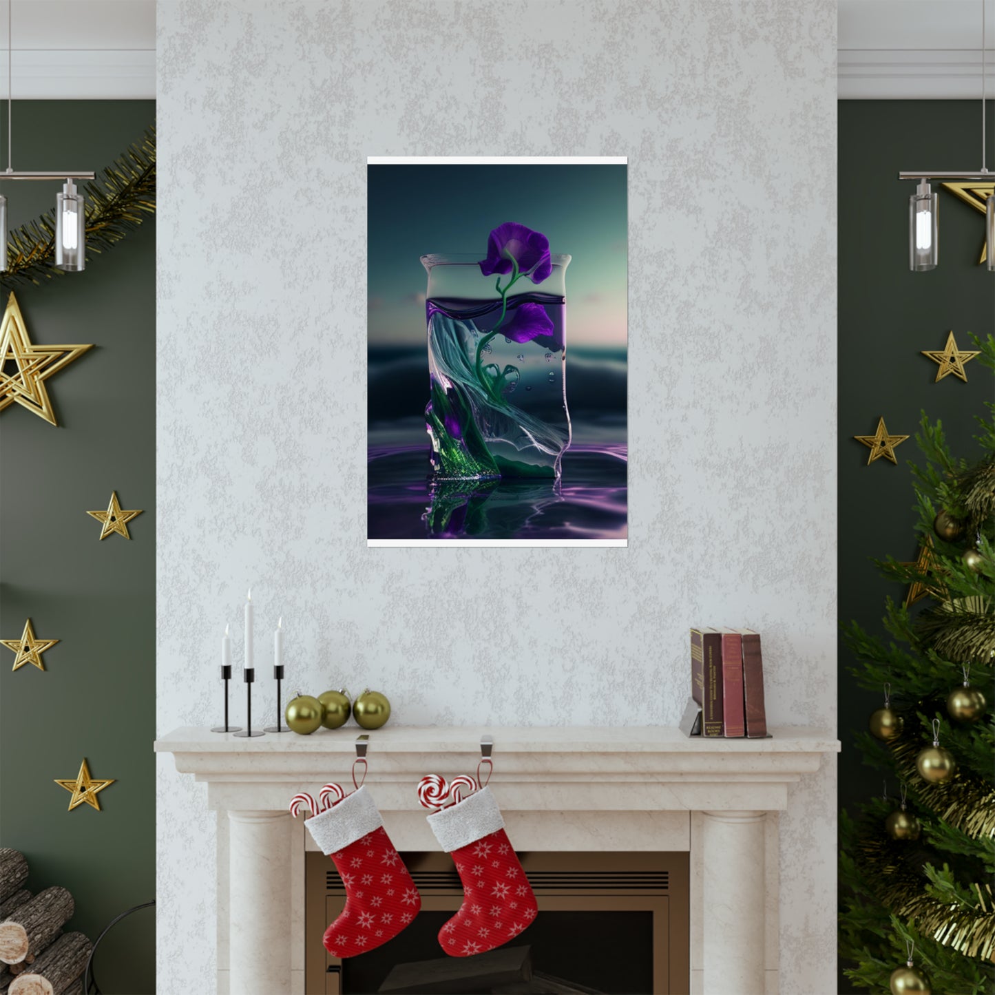 Premium Matte Vertical Posters Purple Sweet pea in a vase 3