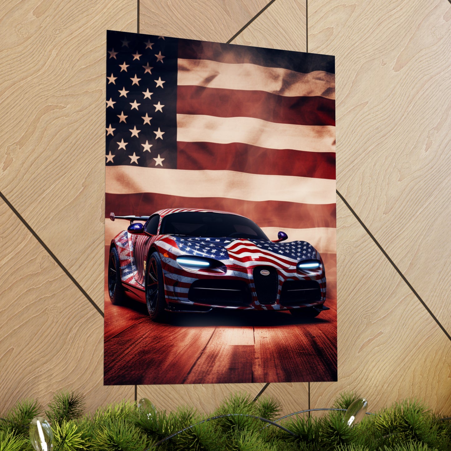 Premium Matte Vertical Posters Abstract American Flag Background Bugatti 2