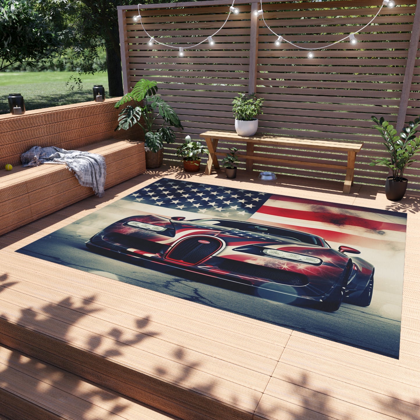 Outdoor Rug  Abstract American Flag Background Bugatti 1