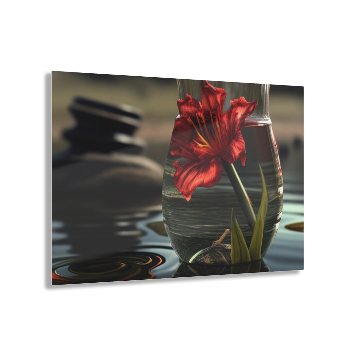 Acrylic Prints Red Lily in a Glass vase 4