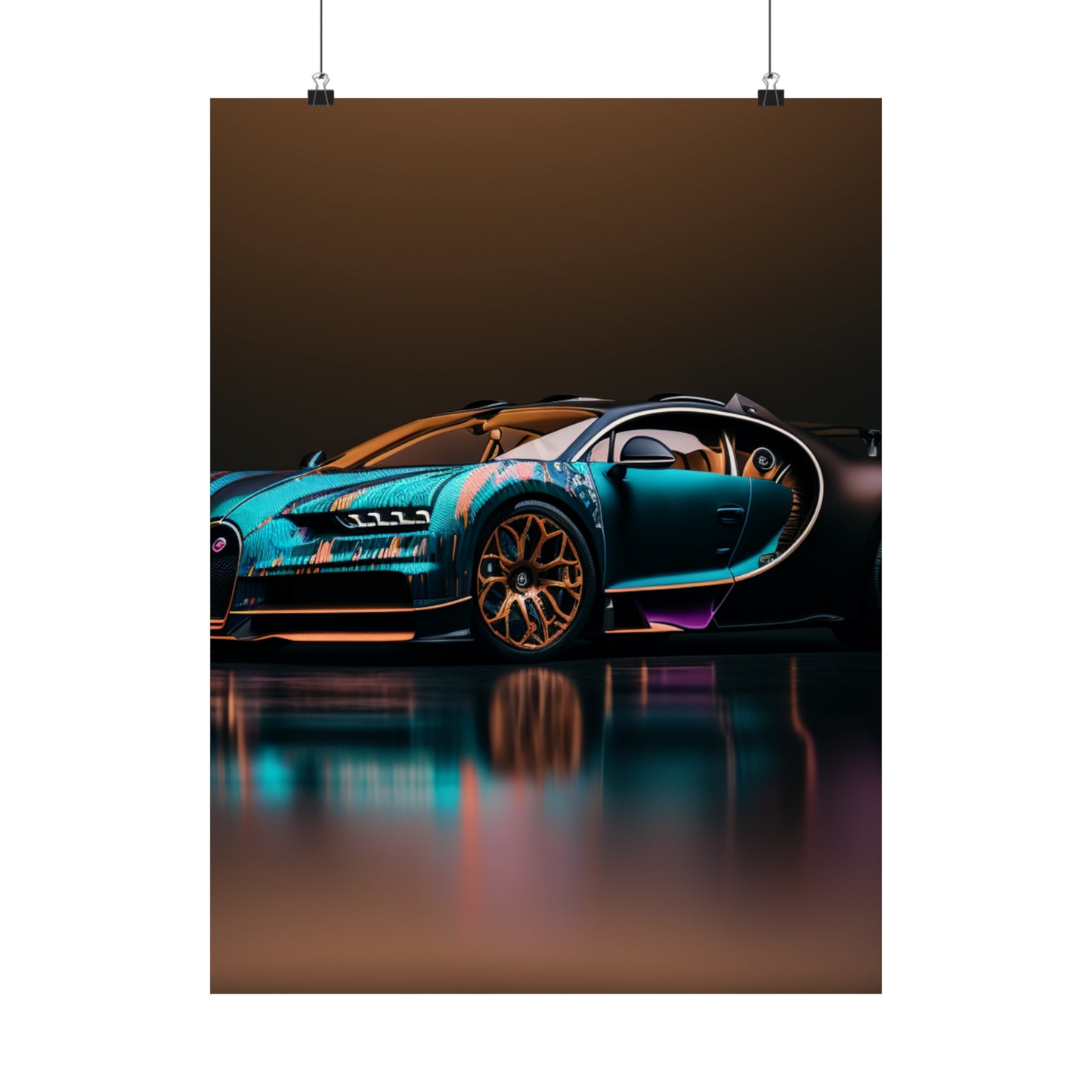 Premium Matte Vertical Posters Bugatti Blue 2