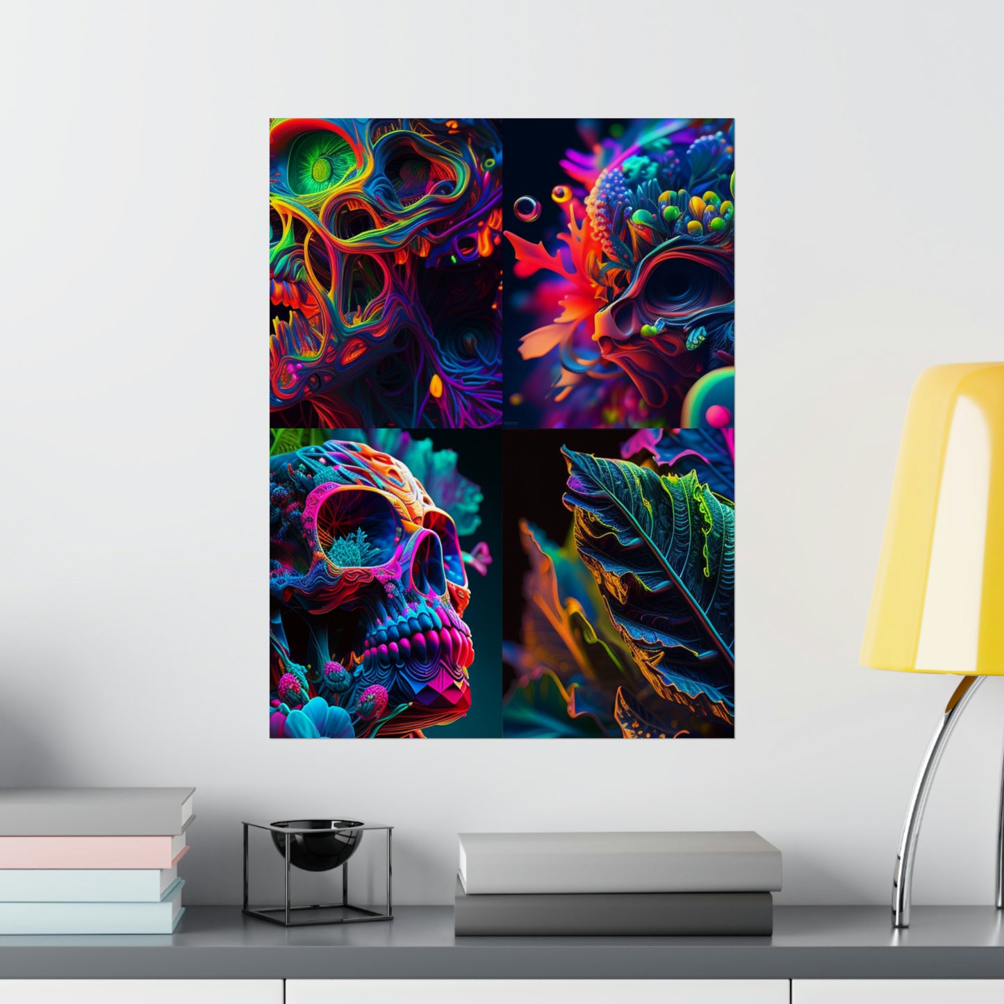 Premium Matte Vertical Posters Florescent Skull Death 5