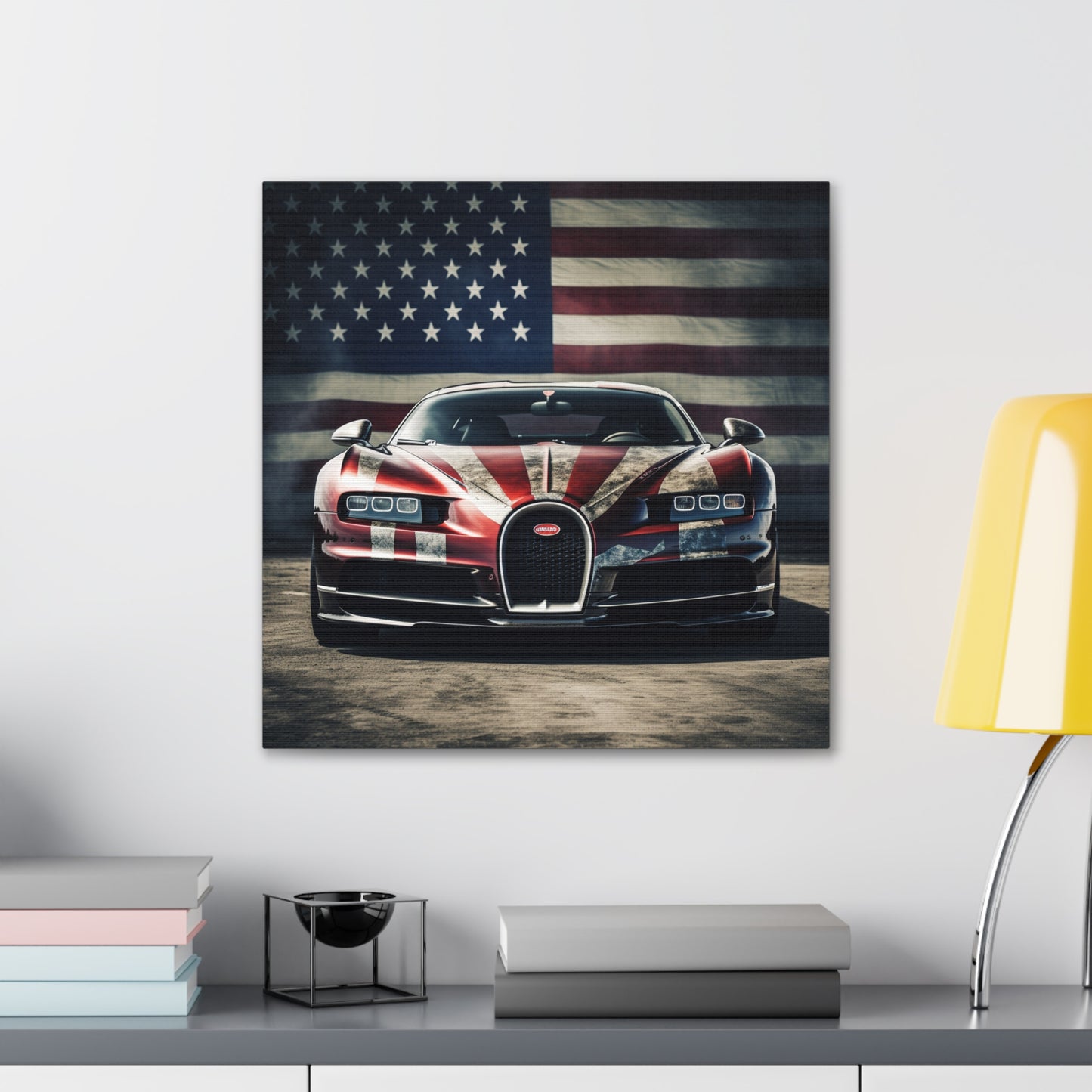 Canvas Gallery Wraps American Flag Background Bugatti 3