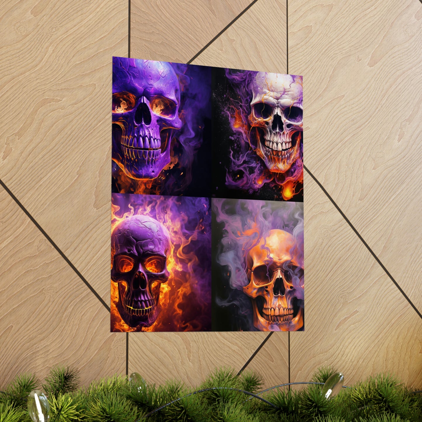 Premium Matte Vertical Posters Skull Flames 5