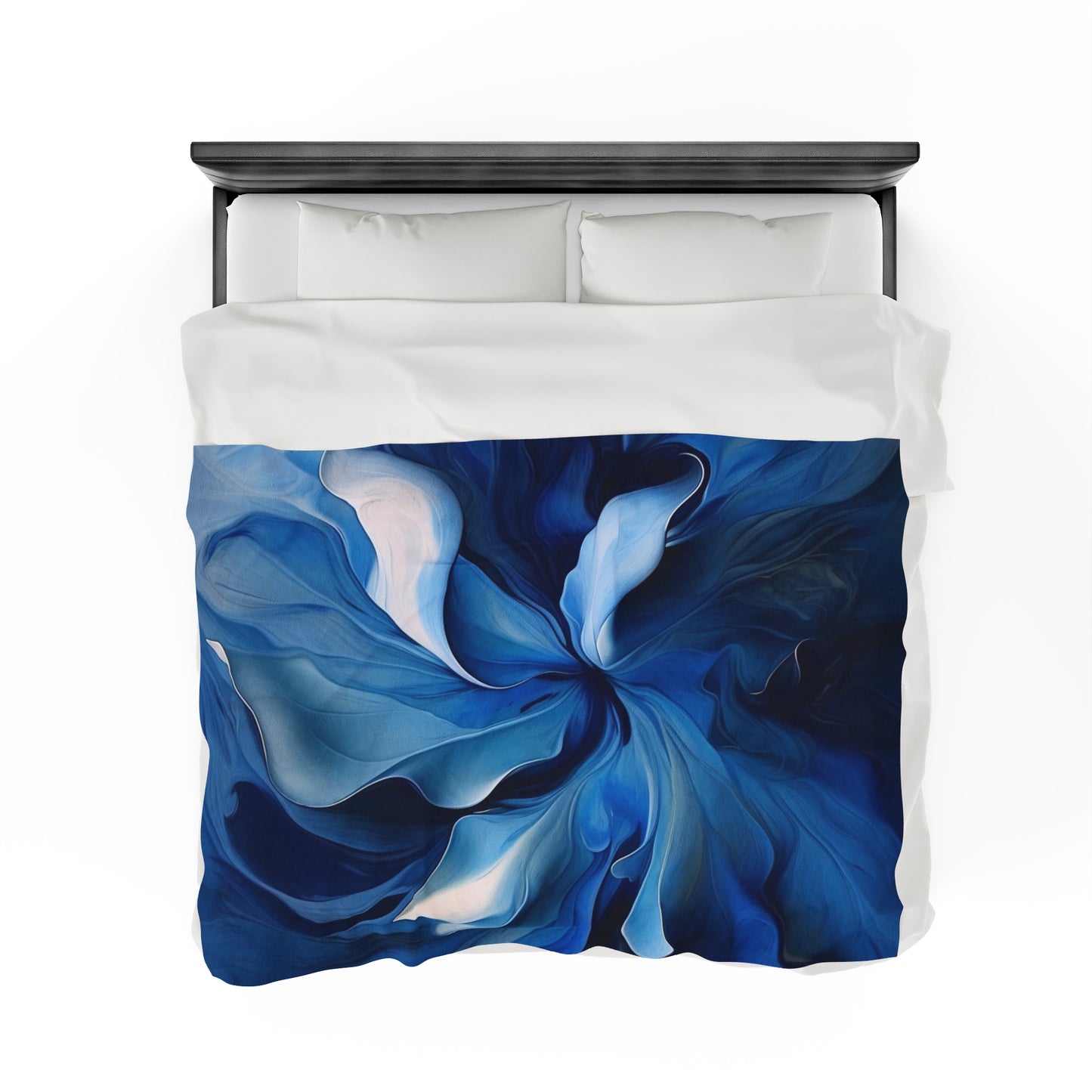 Velveteen Plush Blanket Abstract Blue Tulip 4