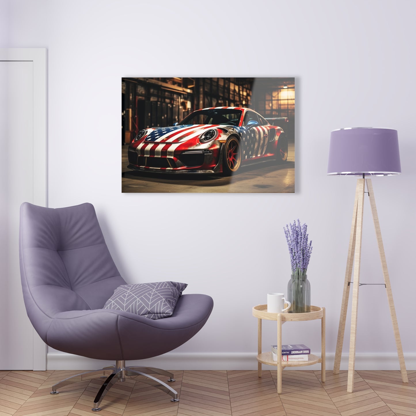 Acrylic Prints American Flag Porsche 4