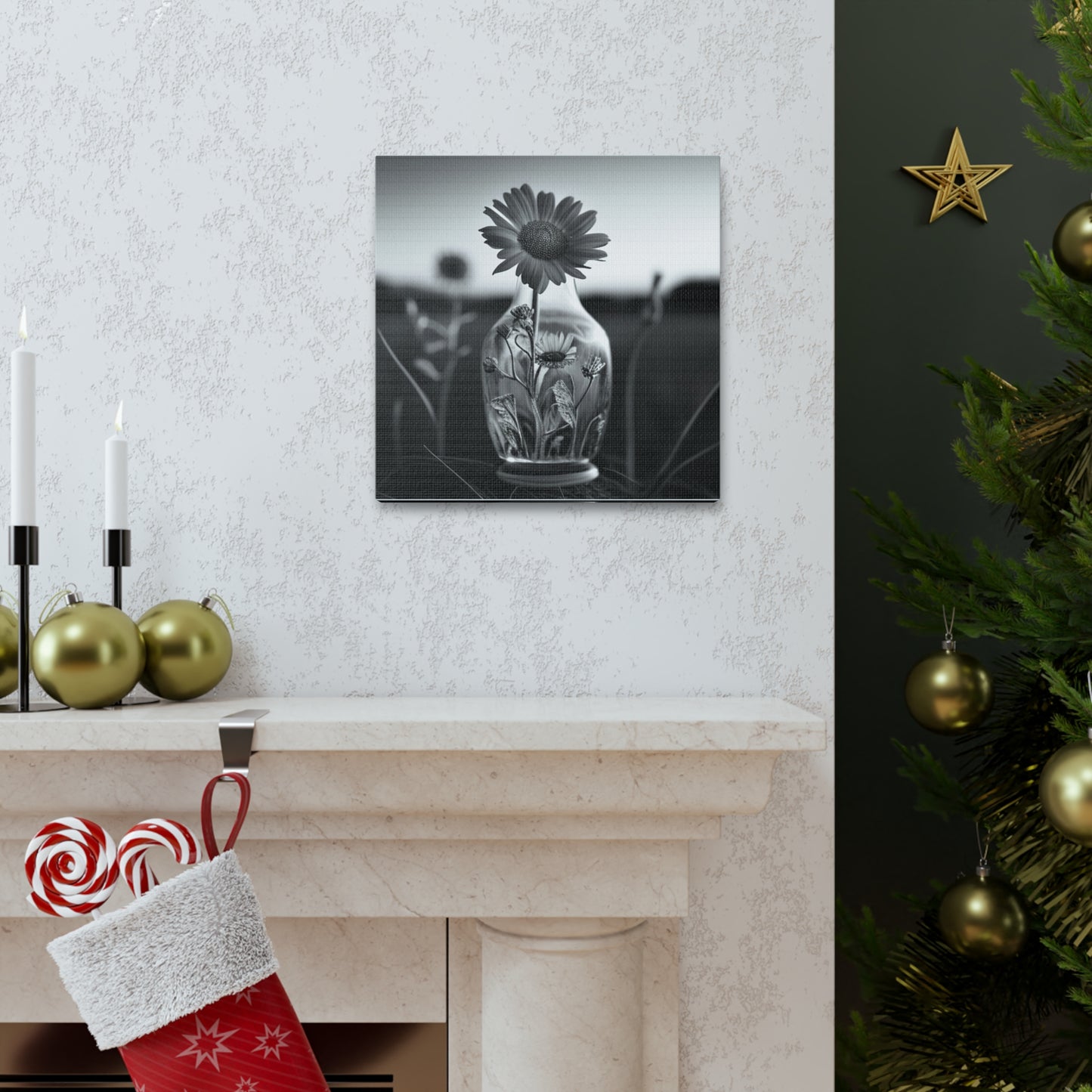 Canvas Gallery Wraps Yellw Sunflower in a vase 2