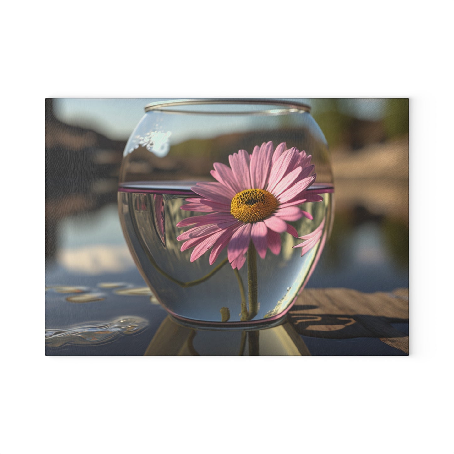 Glass Cutting Board Daisy in a vase 1