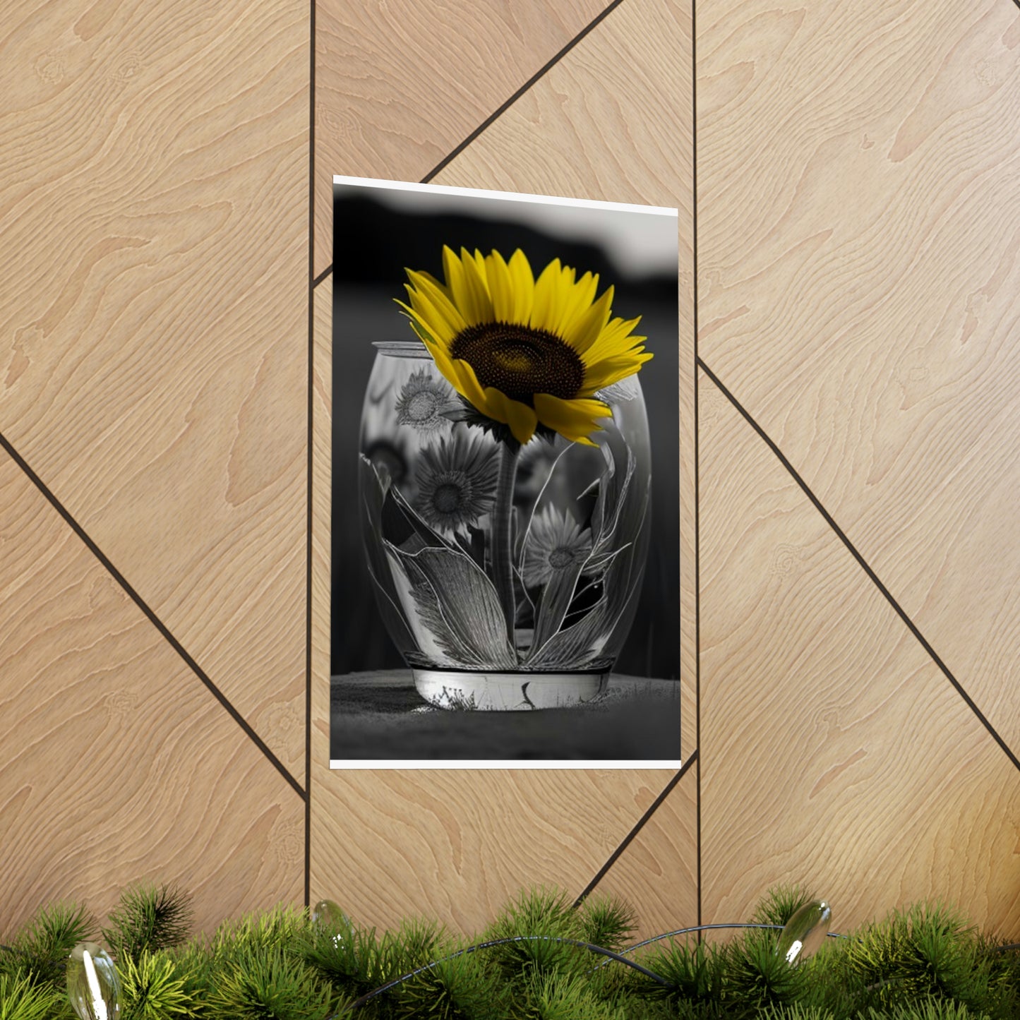 Premium Matte Vertical Posters Yellw Sunflower in a vase 1