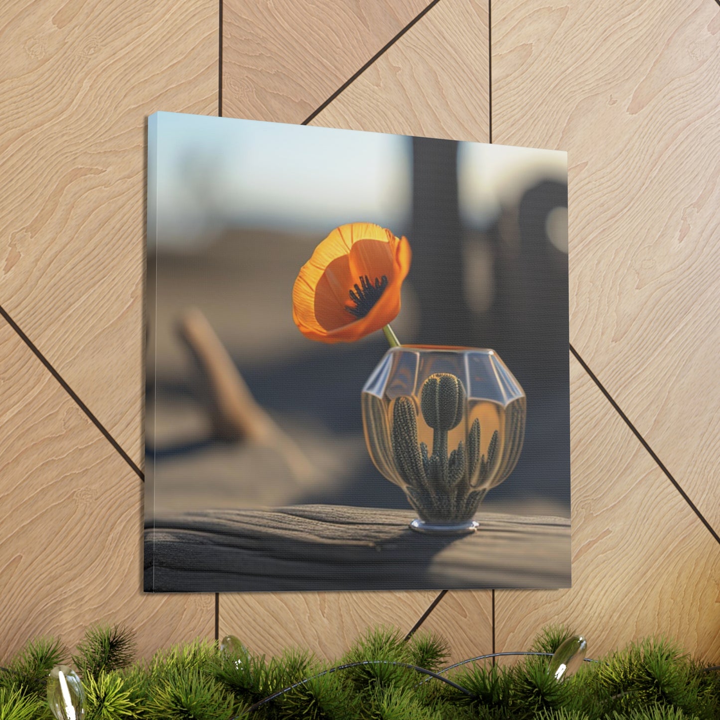 Canvas Gallery Wraps Orange Poppy in a Vase 2