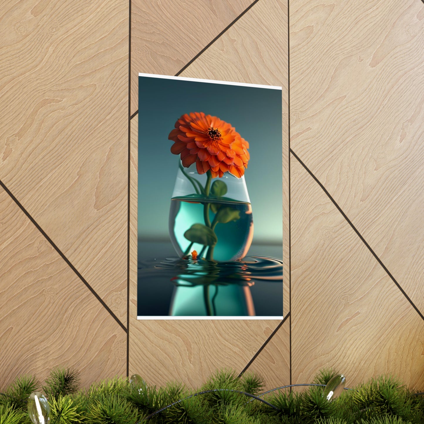 Premium Matte Vertical Posters Orange Zinnia 1