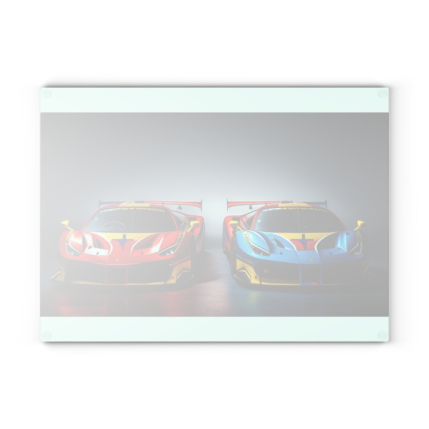 Glass Cutting Board Ferrari Red Blue 2