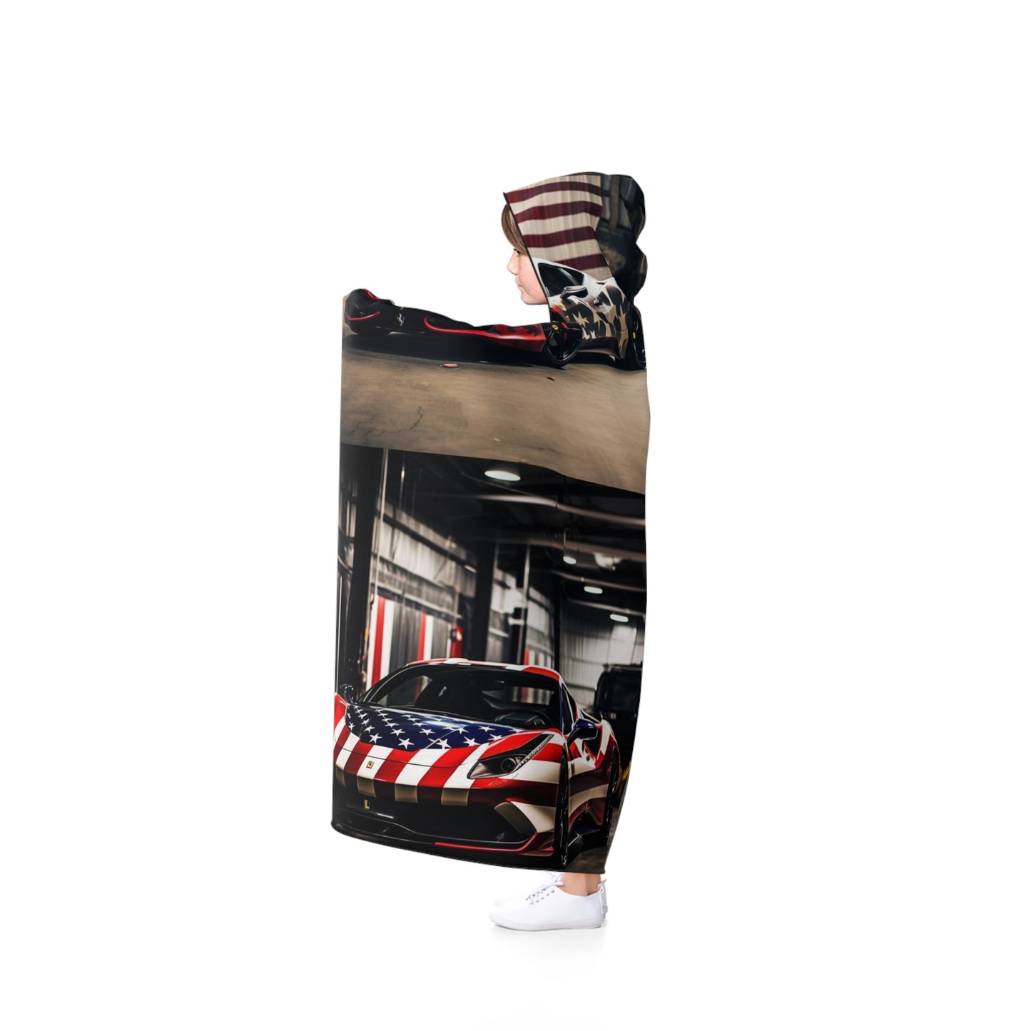 Hooded Blanket American Flag Farrari 5