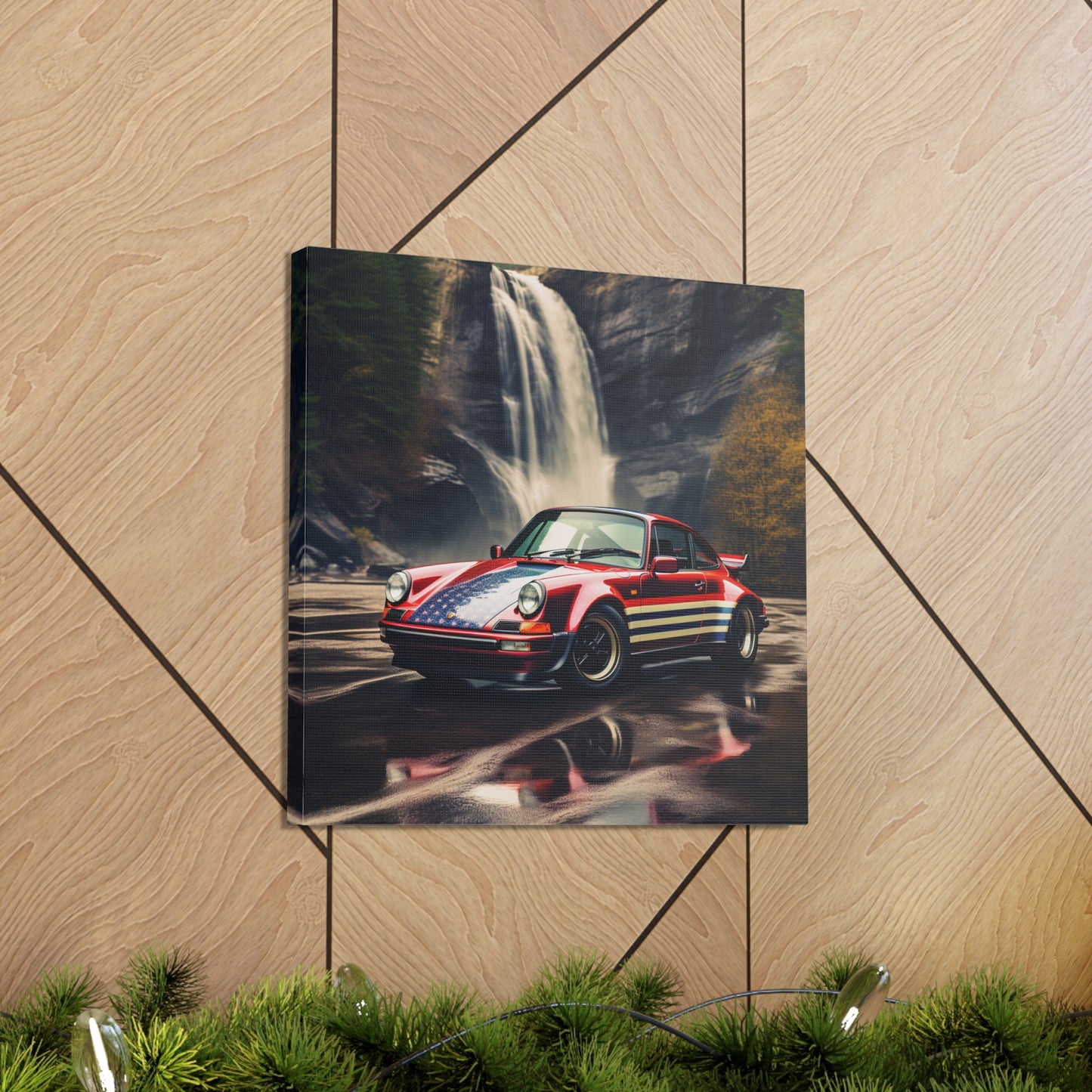 Canvas Gallery Wraps American Flag Porsche Abstract 1