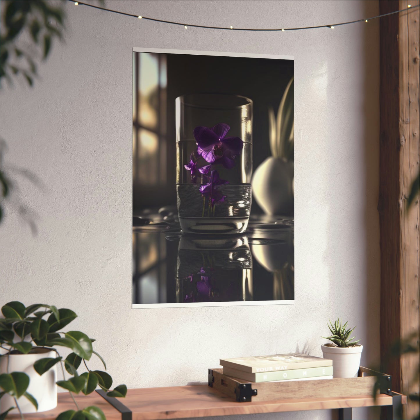 Premium Matte Vertical Posters Purple Orchid Glass vase 4