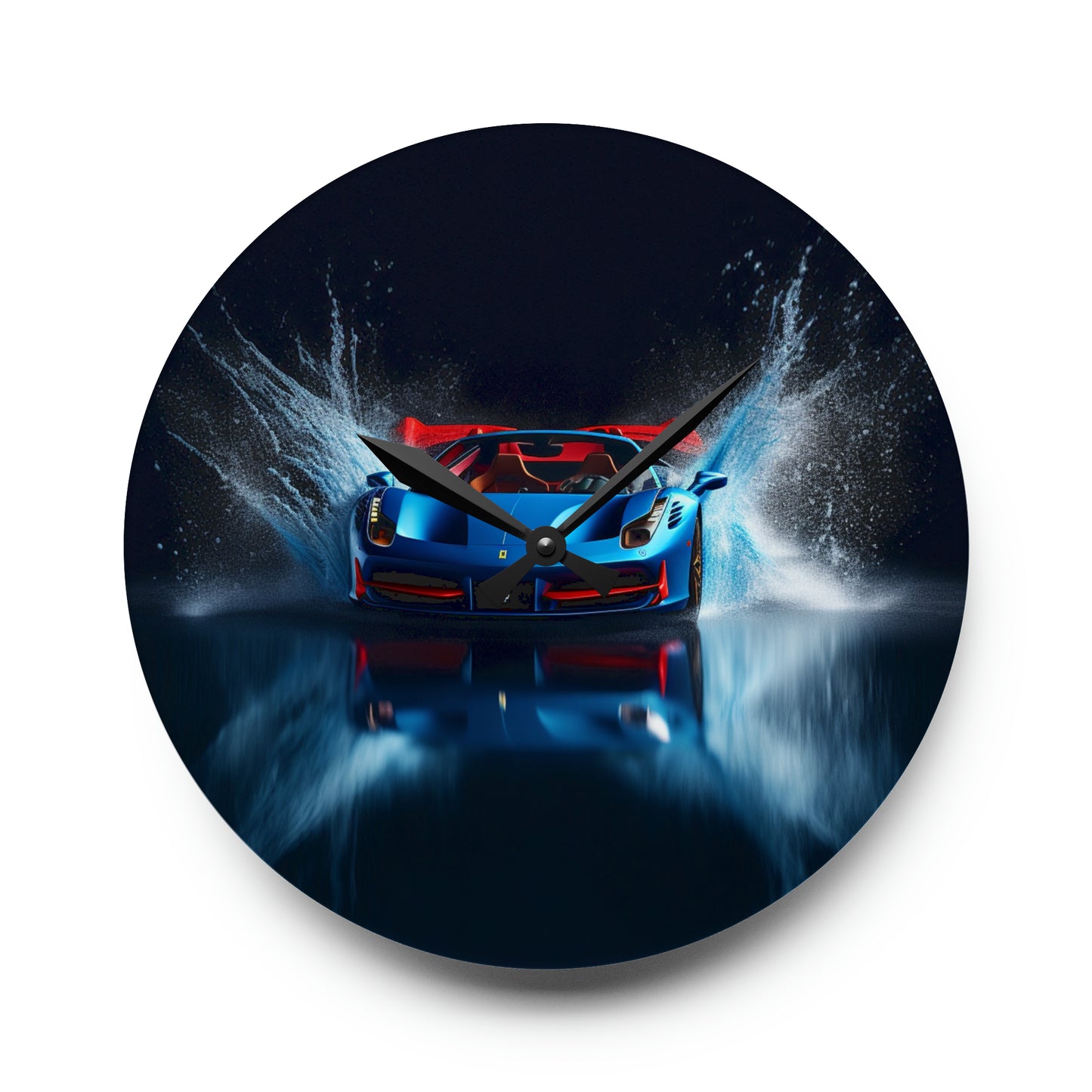 Acrylic Wall Clock Ferrari Water Splash 1