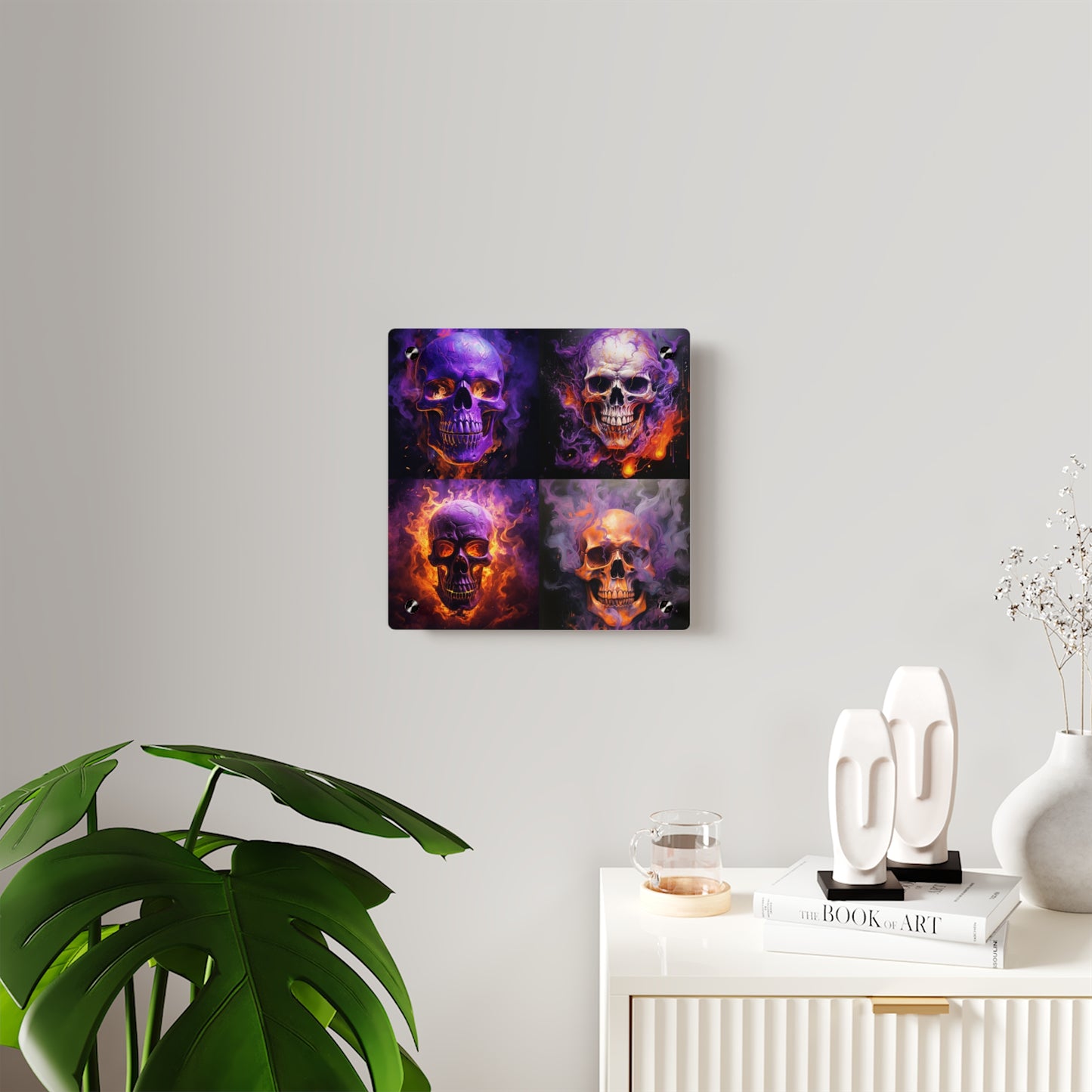 Acrylic Wall Art Panels Skull Flames 5